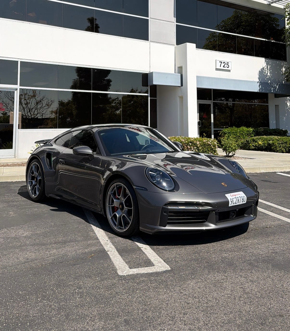 Grey Porsche 911 Turbo with paint correction and ceramic coating